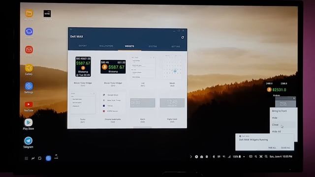 Widgets on the Samsung DeX Station by DeX MAX