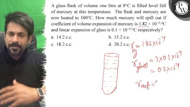 A glass flask of volume one litre at 0^∘C is filled level full of mercury at this temperature. Th.. смотреть онлайн