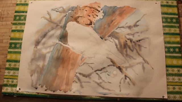 Как нарисовать пейзаж Снегирь и рябина смотреть онлайн