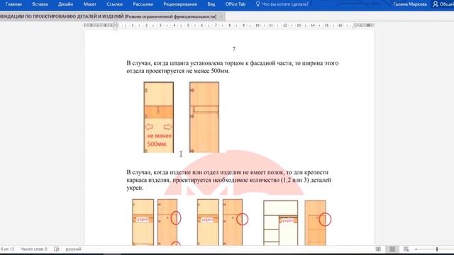 Мебель корпусная. Рекомендации по проектирование мебели.  Название и назначение деталей.