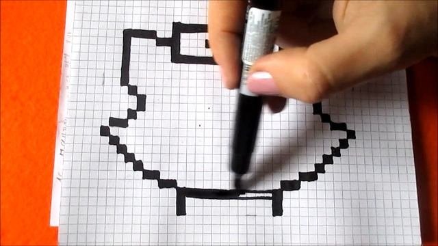 Как рисовать по клеточкам Кошечку Мари Простые рисунки How To Draw Cat Pixel Art