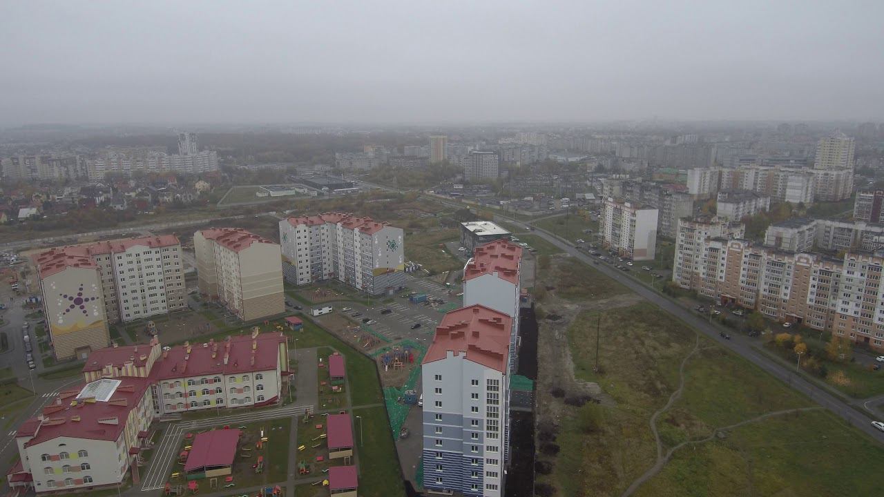 Аэро съемка микрорайона Сельма в Калиниграде, дворец спорта Янтарный, ЖК Легенды моря, ЖК Гарант