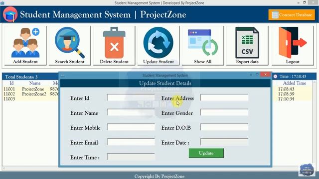 Student Management System with Database Python Project | Source Code | ProjectZone