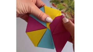 Зонт из бумаги ОСЕННИЙ ЗОНТИК с листьями Как смастерить зонт ОРИГАМИ поделки ORIGAMI paper umbrella