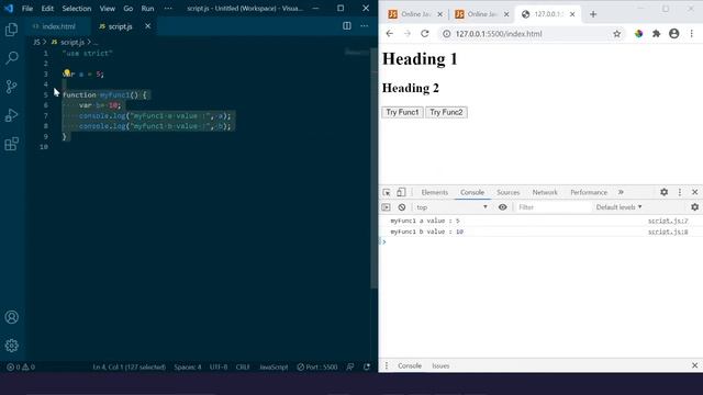 JavaScript Chapter 6 - Javascript Use Strict | Variables - Local & Global | Naming convention