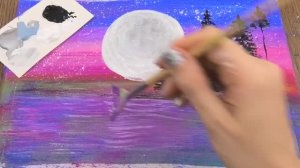 РАЗВИВАШКА для детей и родителей! Картина "Зимний закат" // Акриловая живопись!