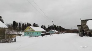 Село Шолга, улица Набережная, Подосиновский район, Кировская область, март 2022.