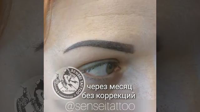 Заживший татуаж бровей спустя месяц без коррекции