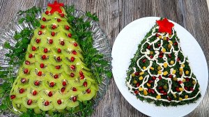 НОВОГОДНИЙ САЛАТ ЁЛОЧКА. 2 РЕЦЕПТА. Рецепты разные, но оба очень красивые и вкусные