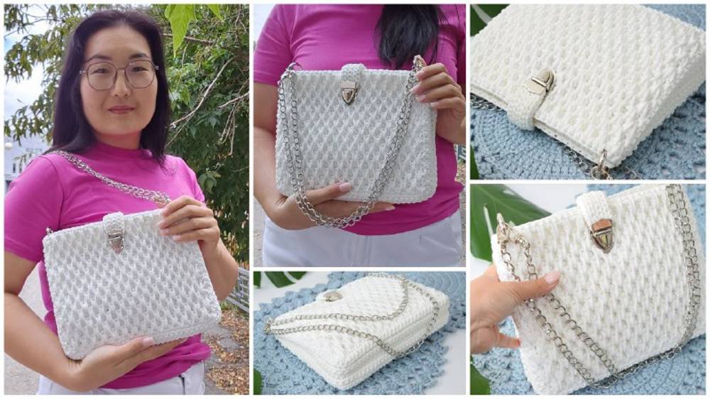 Видео Мастер-класс по вязанию сумки с узором Соты смотреть онлайн