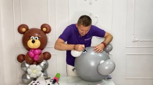 Урок 34. Мишка на подарке от художника по воздушным шарам Сергея Шевченко