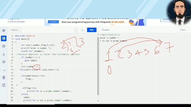 wap to print prime number using right shift Operator|bit manipulation|Bitwise Operator in C
