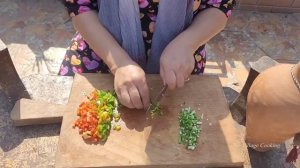 Iran Village style Cooking Delicious recipe of spaghetti with fresh vegetables and mince meat☆