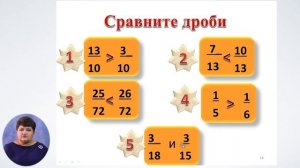 Математика, 5-й класс, Сравнение обыкновенных дробей