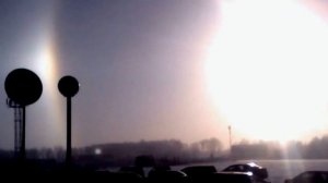 Тройное солнце (гало) в Челябинске 19.11.2015