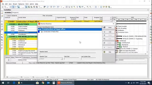 Primavera P6 007 export and import the xer file assign the baseline - add remove columns - add bar смотреть онлайн