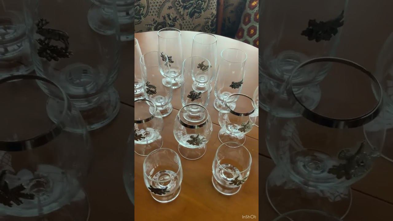 Набор бокалов коньяк шампан Богемия Охота стекло