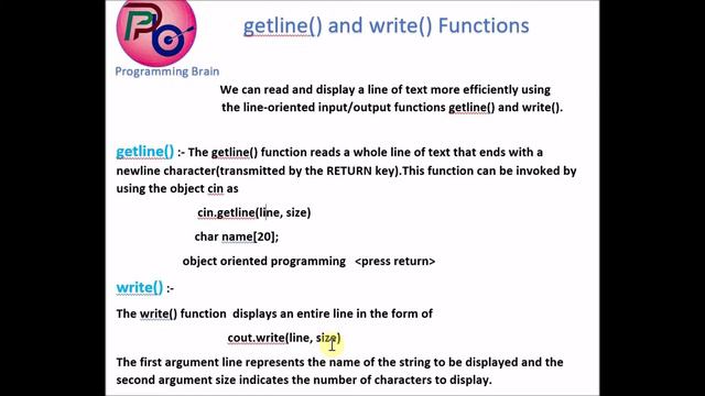 C++ : getline() and write() Functions in C++ with Example by Programming Brain