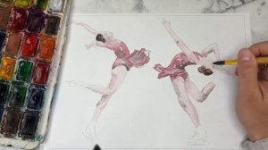 Фигуристки акварелью КАК РИСОВАТЬ АКВАРЕЛЬЮ HOW TO USE WATERCOLOR 수채화 사용 방법 люди девушка акварелью