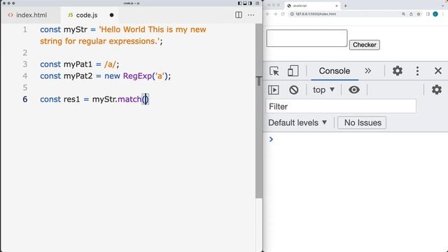 How to use JavaScript Regex both literal notation and regexp object constructor method with example