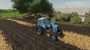 FS22 / Карта Osada / Вспашка поля МТЗ-80+ПЛН-3-35