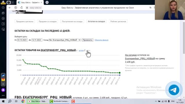 Как посмотреть остатки на складах OZON и рассчитать уходимость товаров в системе EASY-STAT? смотреть онлайн
