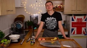 Сёмга запечённая со стручковой фасолью и песто