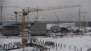 Стройка. ЖК Ильинские луга. Башенные краны POTAIN; Liebherr; КБ-503; КБ-415.07. TimeLapse.