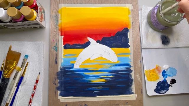 Рисуем Касатку вместе. Урок рисования для детеӣ 7+ и взрослых. Kids art lessons. смотреть онлайн