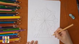 Как нарисовать колесо обозрения. Онлайн-школа рисования "Малевашки"