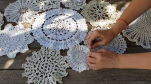 Куда применить вязанные салфетки? Скатерть из вязанных салфеток. Tablecloth from knitted napkins.