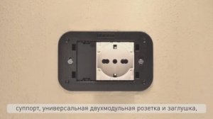 Установка и снятие лицевых панелей универсальной розетки с трехмодульным суппортом