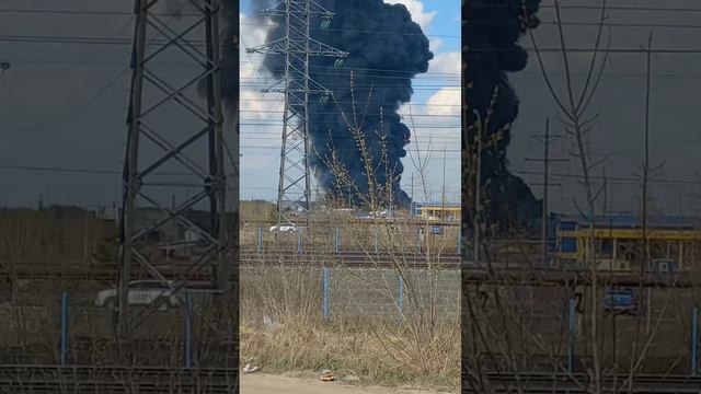 Момент пожара на химзаводе в Дзержинске