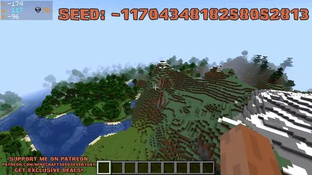 Minecraft Java 1.16.5 Seed: Dungeon with double spawner, enchanted apple + mountain village at spaw смотреть онлайн