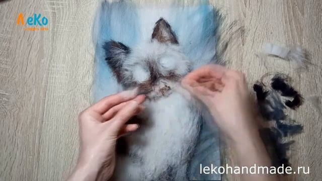 Картина из шерсти/ Шерстяная акварель Кошка/ Мастер-класс