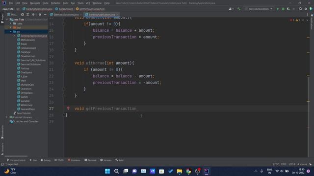 Java Project Banking Application 3 Withdraw and Previous Transaction in the Account смотреть онлайн