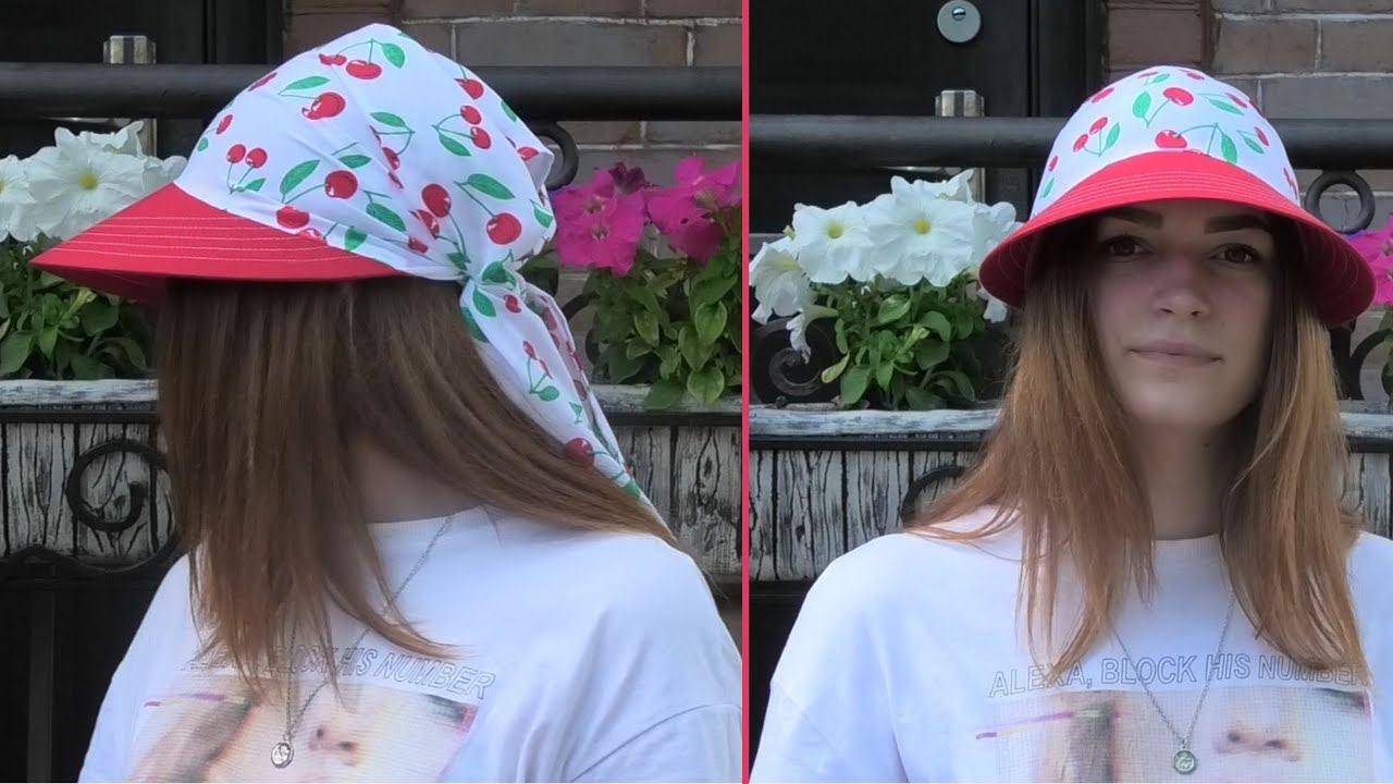 Шьем шарфик косынку с козырьком для лета | Быстрый крой и пошив смотреть онлайн