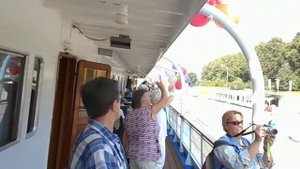 т/х И.А. Крылов. Отход от причала  г. Москва.