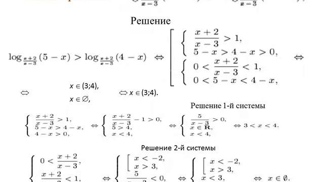 Решение логарифмических неравенств