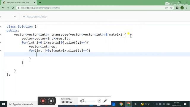 867. Transpose Matrix || LEETCODE SOLUTION || IN C++ || DATA STRUCTURE AND ALGORITHM смотреть онлайн