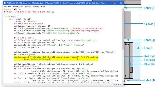 Python 11C   More tkinter GUI RGB Color Mixer