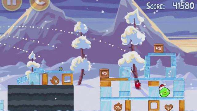 Angry Birds Seasons 2012 Wreck The Halls Level 1-4 mighty eagle 100% Total Destruction tutorial смотреть онлайн