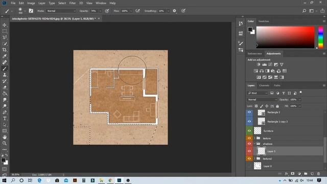 ARCHITECTURE PLAN RENDER IN PHOTOSHOP - paper texture effect - under 15 minutes. смотреть онлайн