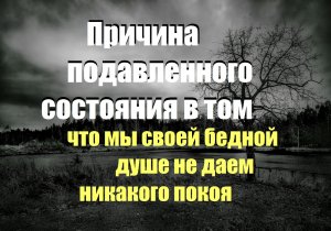 Причина подавленного состояния в том что мы своей бедной душе не даем никакого покоя/ Смысл Жизни