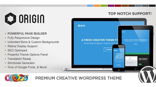WP Origin Responsive Creative WordPress Theme | Themeforest Website Templates and Themes смотреть онлайн
