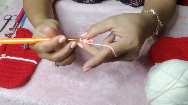 DIY-Crochet Phone case Red and Whithe with flower, Tutorial Phone case смотреть онлайн