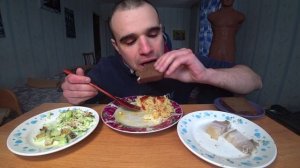 МУКБАНГ/АСМР ПШЕНКА/САЛАТ ОВОЩНОЙ/САЛО С ЧЕСНОКОМ И ХЛЕБОМ/СОУС/ EATING/ASMR/Mukbang#360