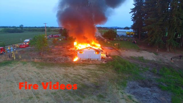 Drone view of Forest Grove Fire, Cornelius Fire, Banks Fire and Gaston conduct a live fire training смотреть онлайн