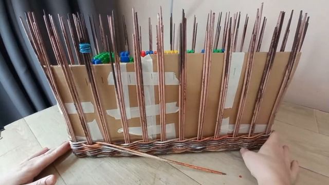 Большая  коробка из газетных трубочек. Large vintage box of newspaper tubes. #ольгасержантова