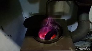 Процесс горения водогрейного отопительного котла ГеККОН на отработавшем масле